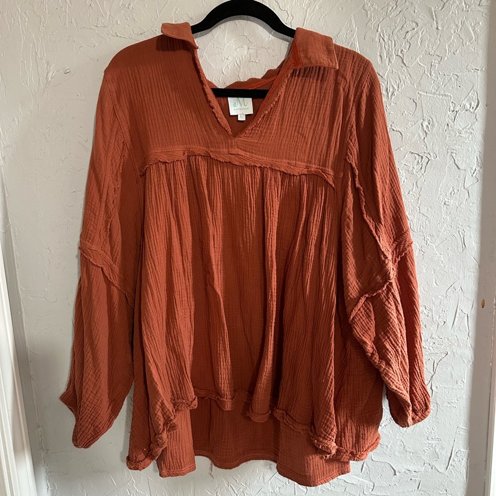 Rust babydoll boutique top